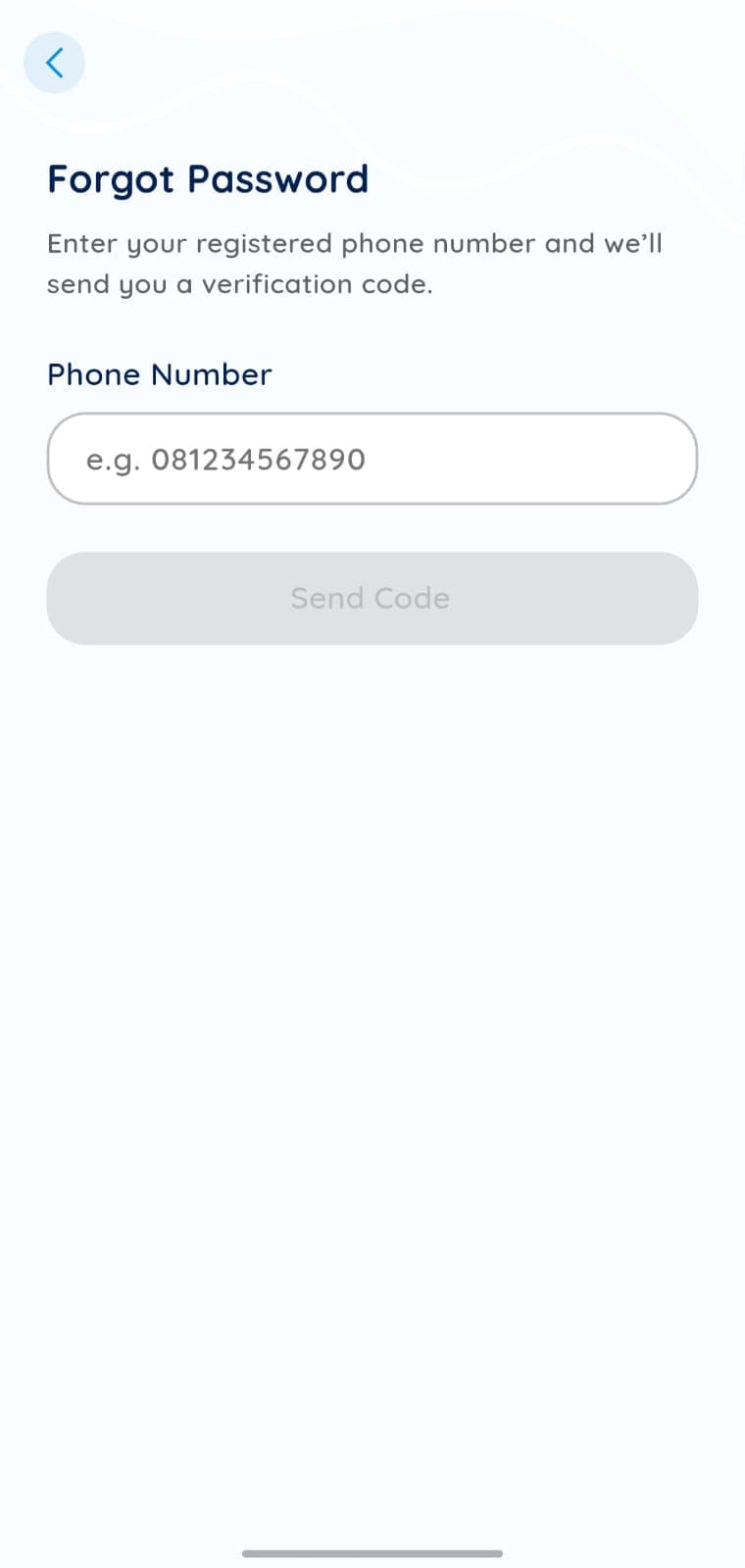 Forgot Password Screen