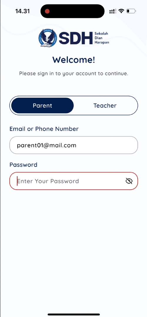 Sign in Screen