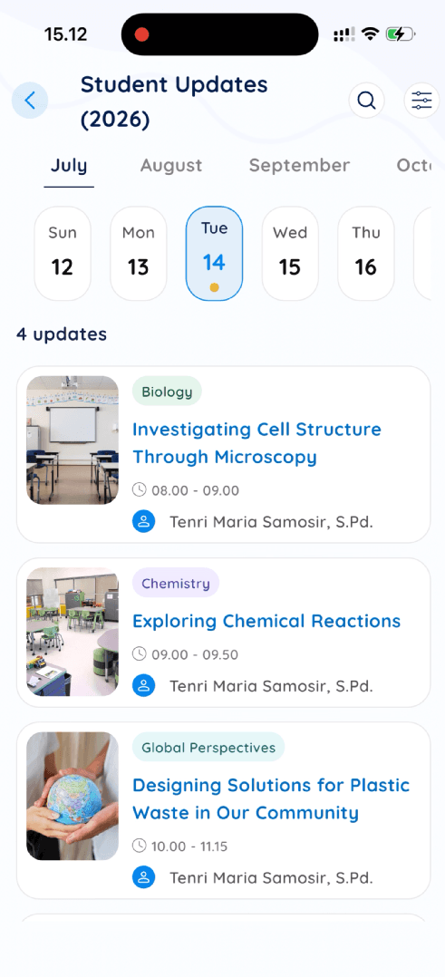 Student Update Screen